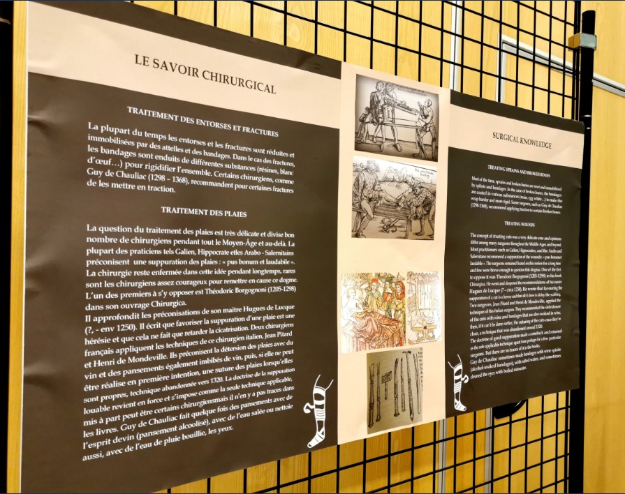 Azincourt 1415 : panneau de l'exposition sur la chirurgie de guerre