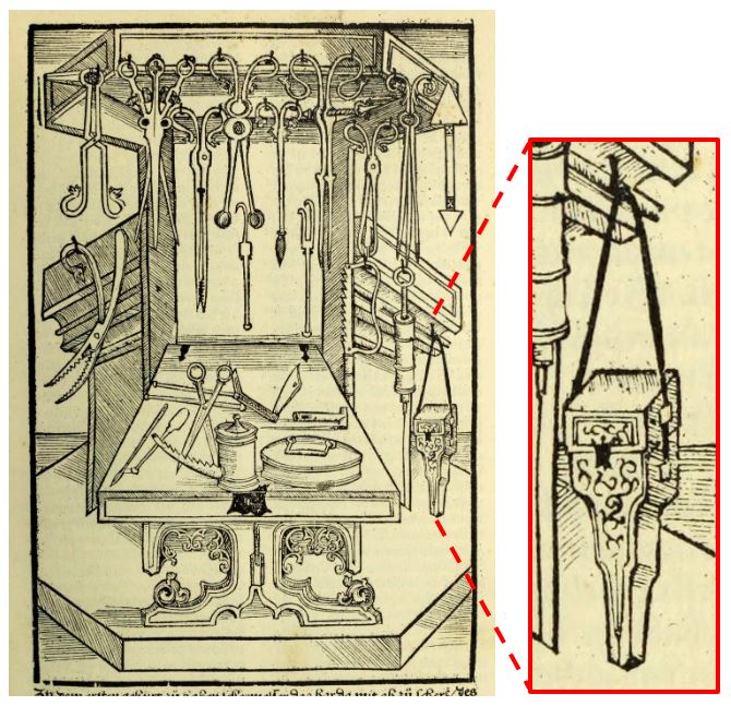 Etal d'instruments de la chirurgie de Hieronimus Brunschwig