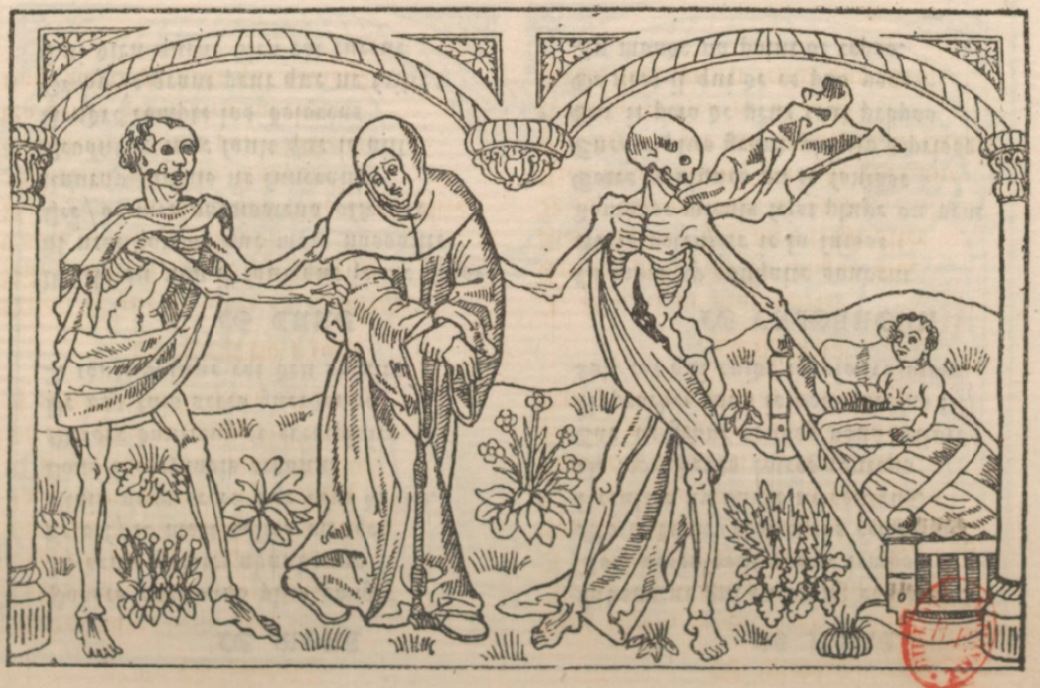 Elément de danse macabre tel que reproduit du cimetière des Saints Innocents à Paris