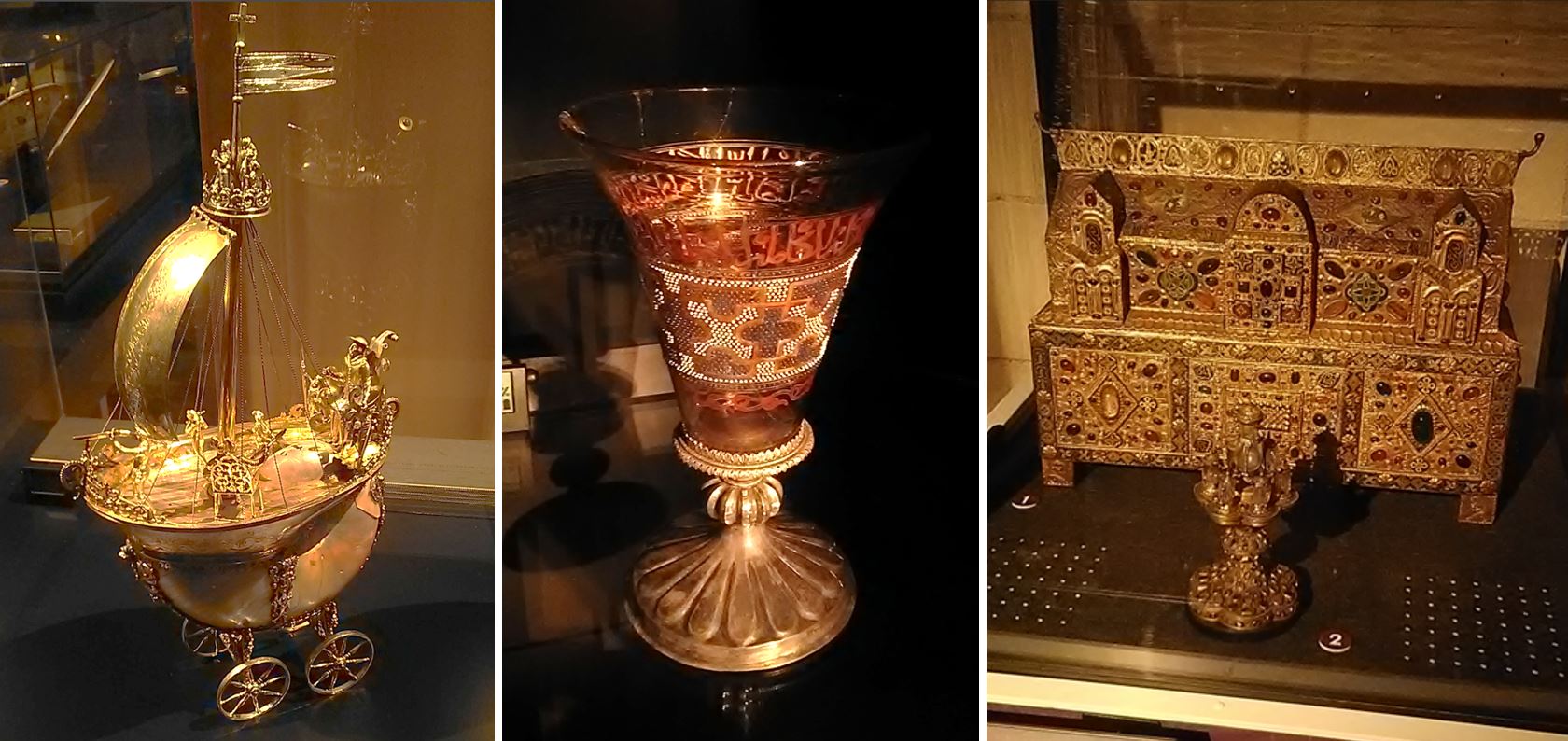 Scalpel_et_matula_Chinon_tresors_remarquables Quelques trésors de l'exposition : nef à boire du cardinal de Lorraine, verre de Charlemagne et châsse-reliquaire d'Ambazac