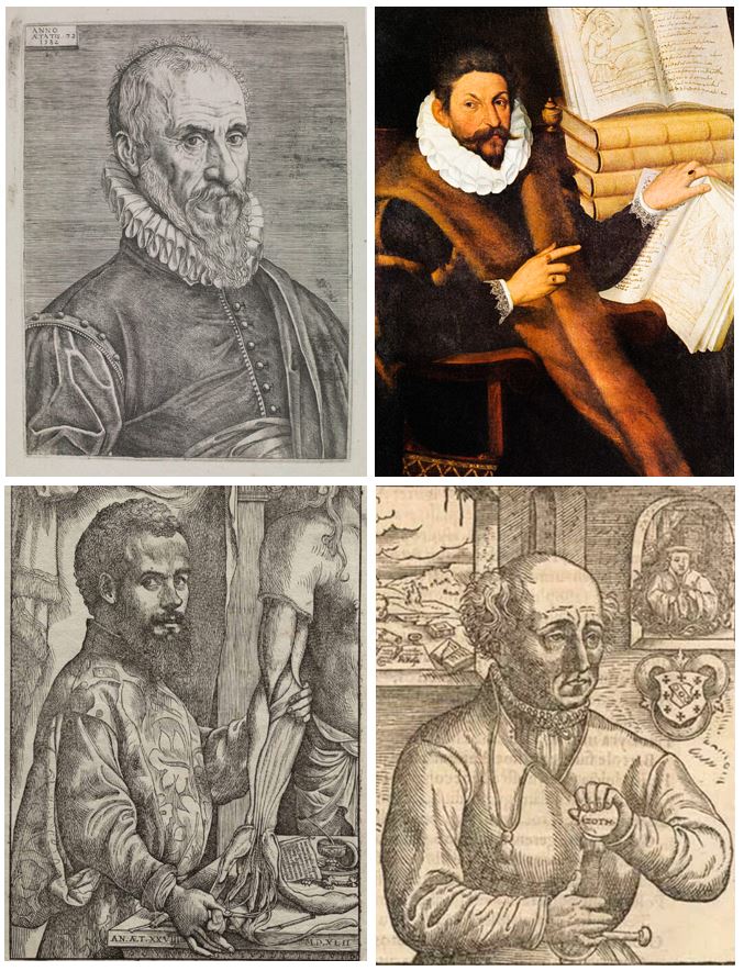 Quelque grands noms de la santé à la Renaissance : Paré, Tagliacozzi, Vesale, Paracelse