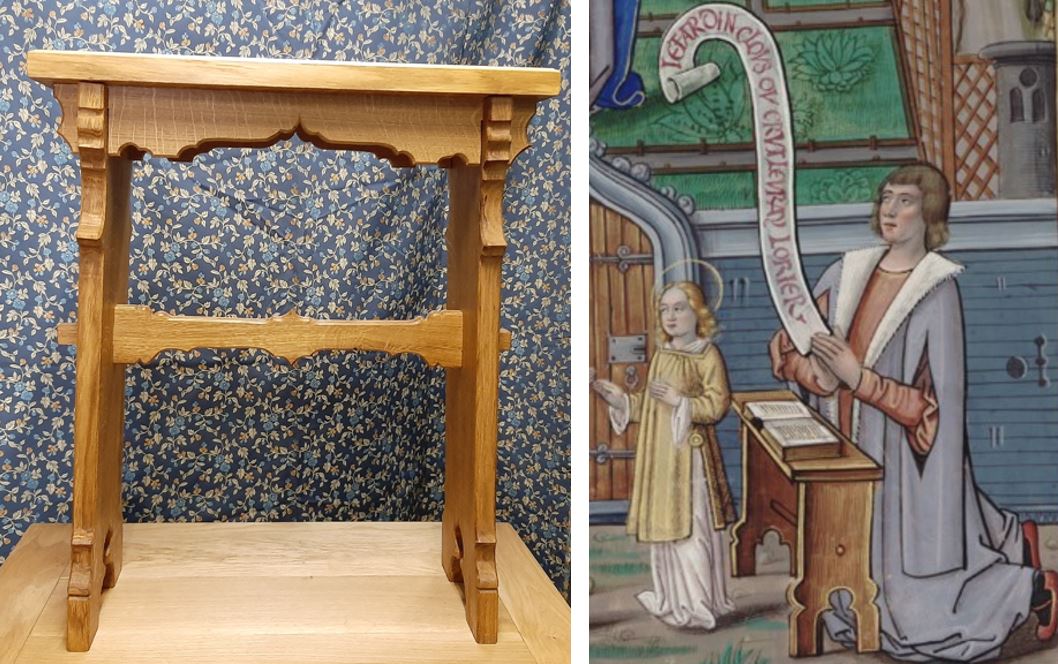 Escabelle "assis debout" bas Moyen Age