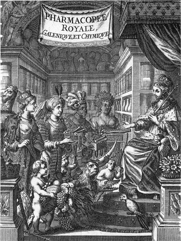 Frontispice de la pharmacopée de Charras 