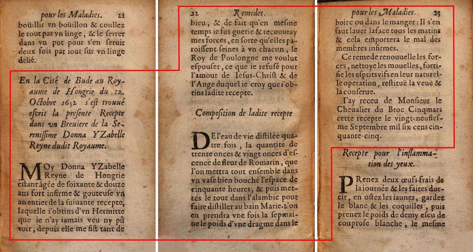 Description de l'eau de Hongrie dans l'édition de 1669